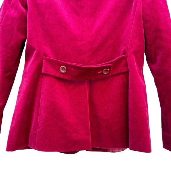 MaxMara Velvet Blazer Women’s Sz 8 Red Maroon Berry - Pointed Collar, 2 Buttons - Picture 13 of 16